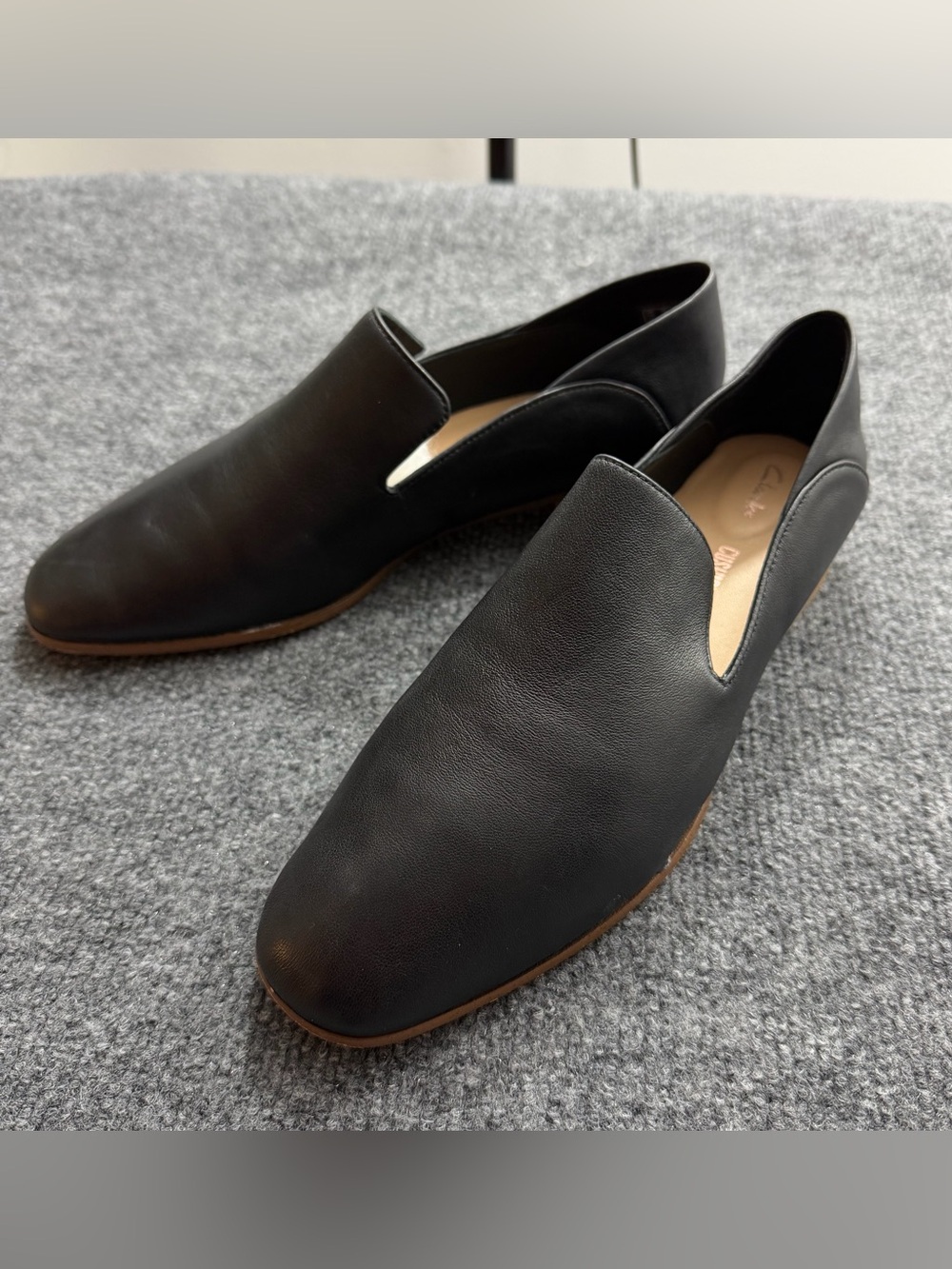 Clarks Pure Viola Black Leather Loafers Women’s Size 10 M NWOT